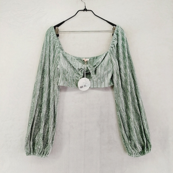 Luxxel Green Cropped Blouse & Wide Leg Pants Set 5599 & 6642 - Picture 2 of 13